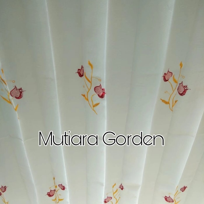 GORDEN Hordeng Murah Dalaman Gorden Vitrase Poni Tulip Merah L.1mtr