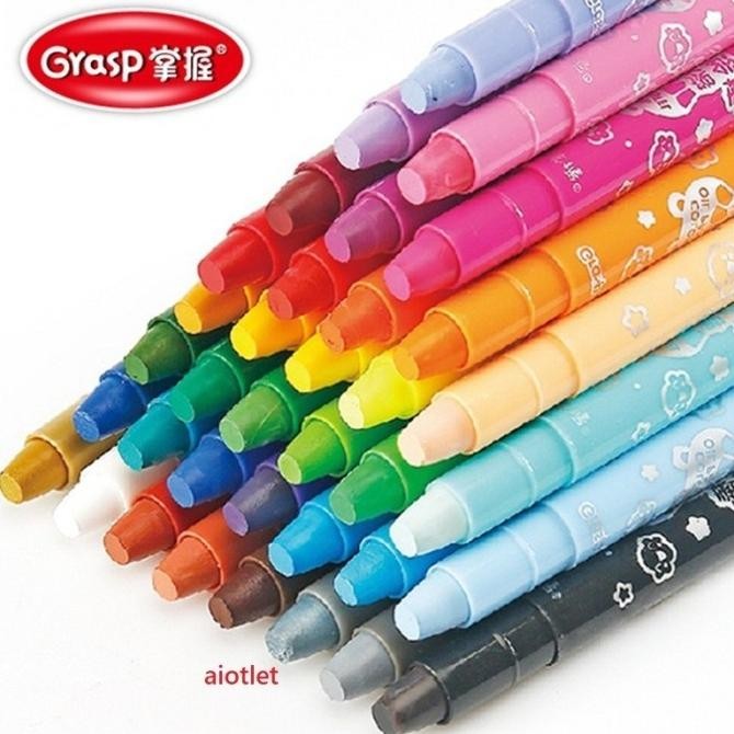 24/48PCS CRAYON NON TOXIC WASHABLE CRAYON LEMBUT CRAYON PREMIUM CRAYON GRASP 48 MATA SEDANG KERAYON 