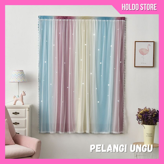 Gorden Hordeng Tirai Penutup Jendela Blackout Satin Renda