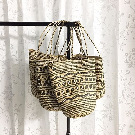 Tas Rotan Oval Motif Dayak, Rambat Motif, Kandul, Tas Anjat Dayak