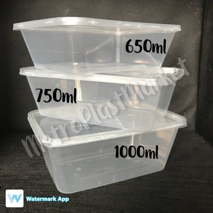 Kotak makan/wadah plastik/thinwall/kotak transparant 1000ml