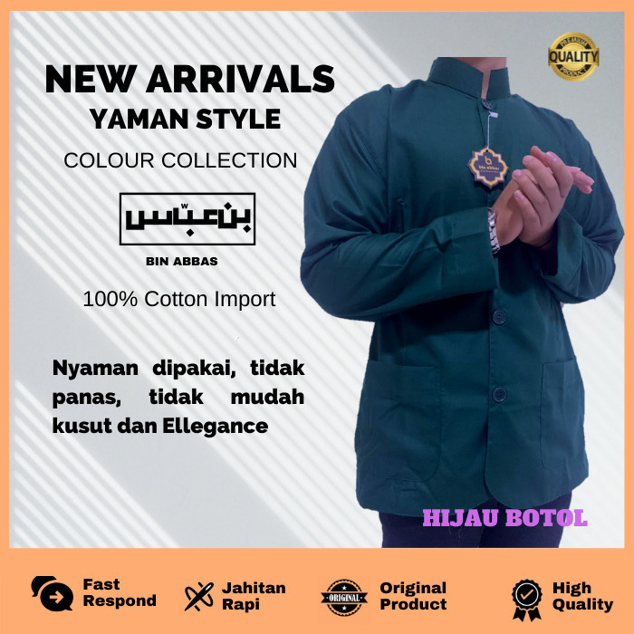 BAJU/KEMEJA KOKO YAMANI HABAIB/HADRAMAUT BIN ABBAS JUMBO HIJAU BOTOL
