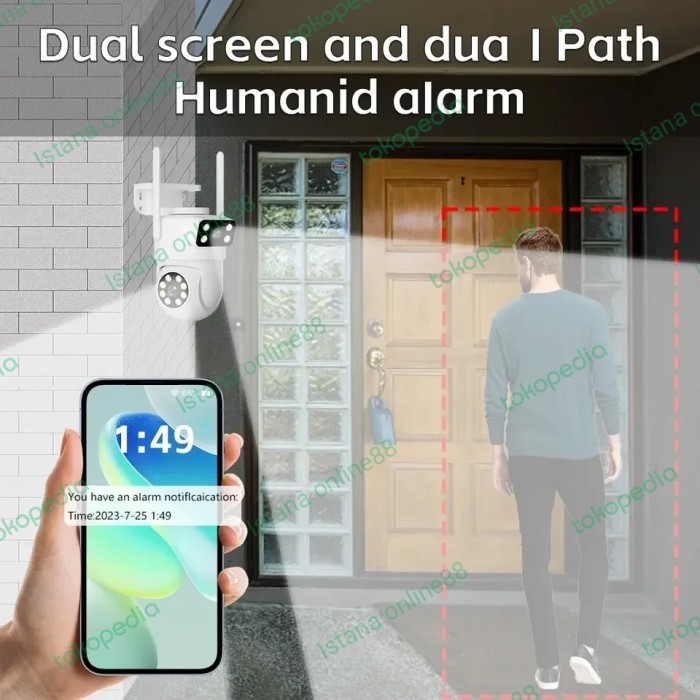 Ip Camera Cctv Icsee Dual Lensa Outdoor Waterproof Wifi