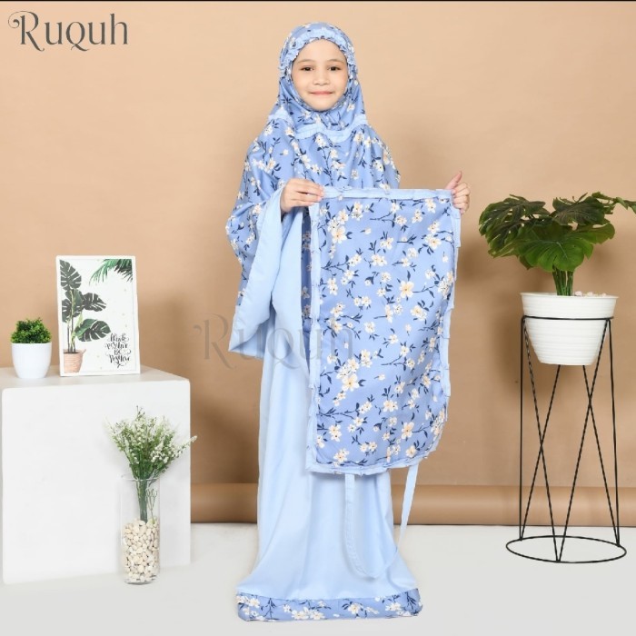 MUKENA ANAK PEREMPUAN MOTIF BUNGA 1 2 3 4 5 6 7 8 9 10 11 12 TAHUN BAHAN KATUN LUCU
