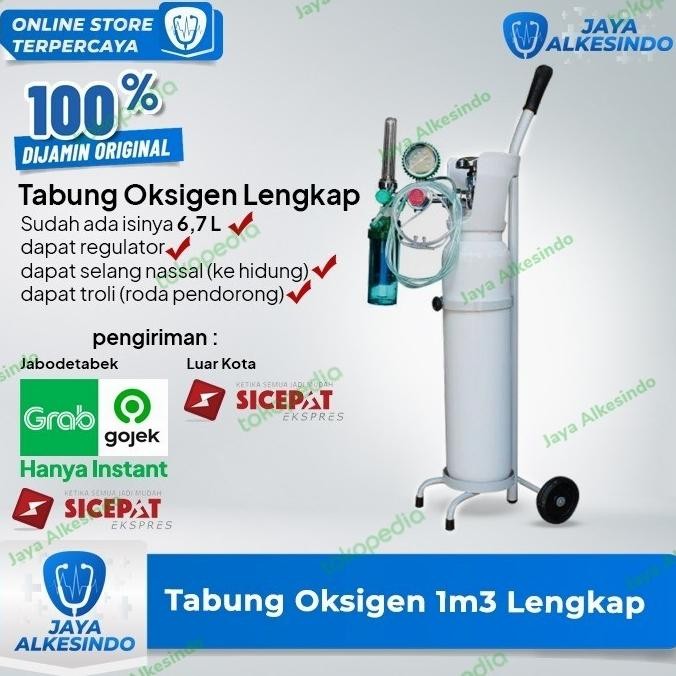 tabung oksigen 1m3 portable dengan regulator sepaket