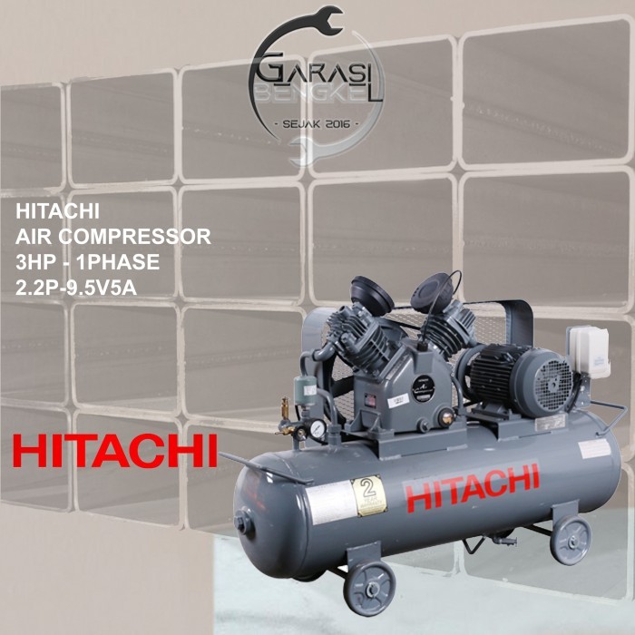Compresor Angin Hitachi Air Compressor 3Hp 3 Phase 2.2P-9.5V5A