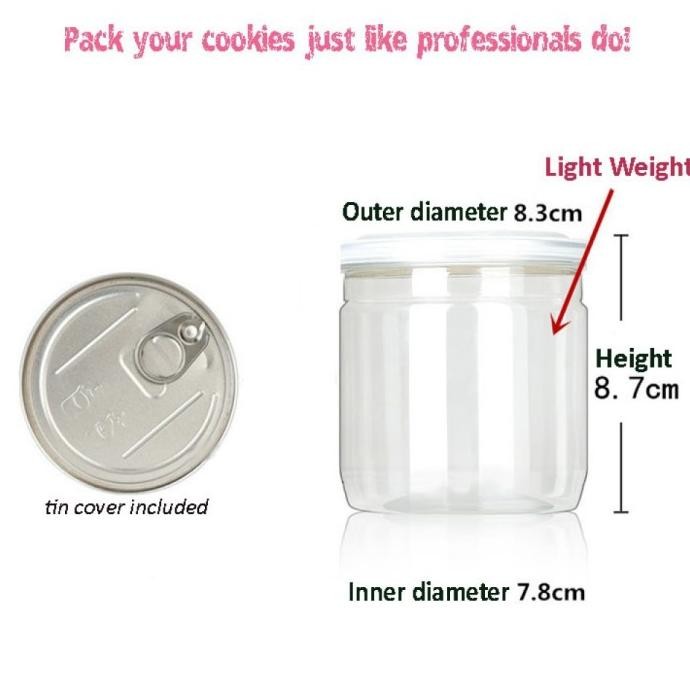 \\\\\] Toples Plastik Tabung Kue Kering Tutup Seal 380ml