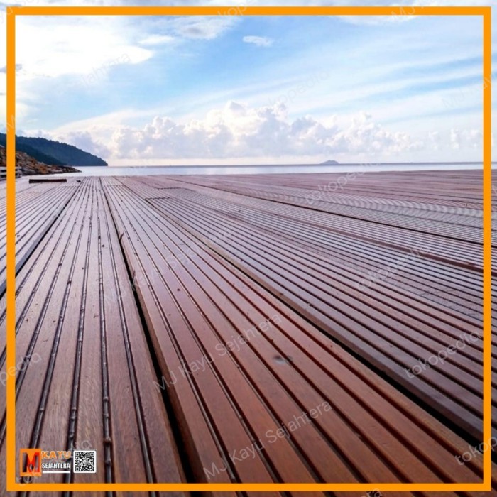 LANTAI KAYU DAK OUTDOOR TERAS BALKON DECKING BENGKIRAI JUMBO 360 cm