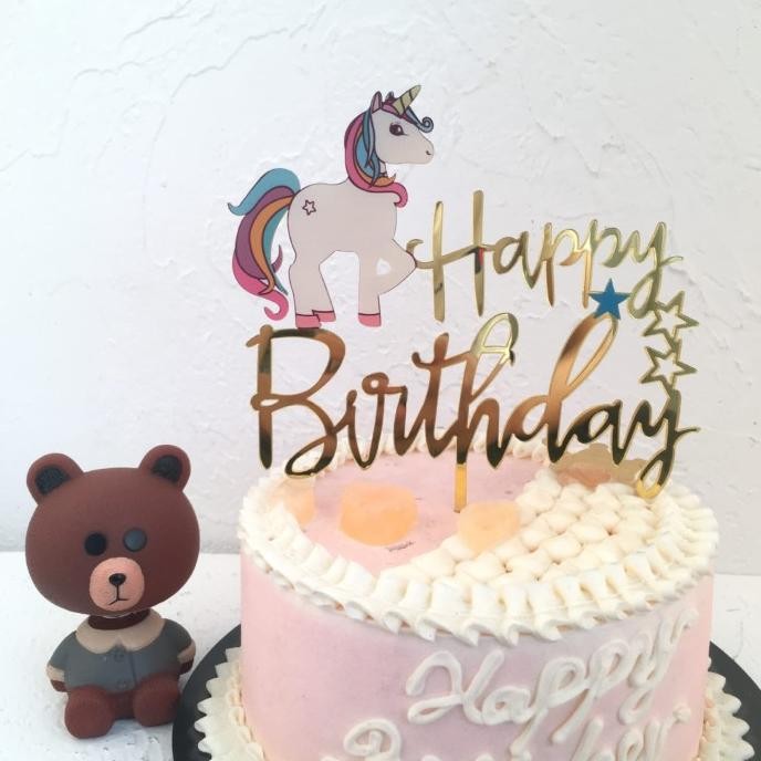 paling diminati] Topper Happy Birthday Premium Kids Unicorn Topper Happy Birthday