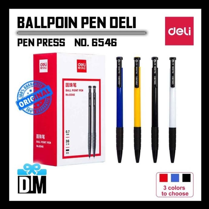 

#####] Bolpen Ballpoint Cetik Click 0.7mm Deli Warna Merah Hitam Biru Casing