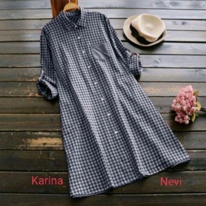 TUNIK KATUN MOTIF KOTAK KOTAK SIZE SETANDAR SAMPAI JUMBO ALEXA TERBARU REMAJA KEKINIAN BAJU FASHION