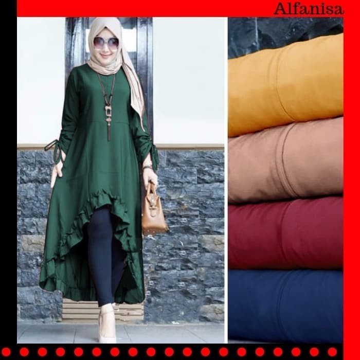 BLOUSE TUNIK WANITA 606 - ATASAN TUNIK WANITA BLOUSE 606 - HIJAU BOTOL