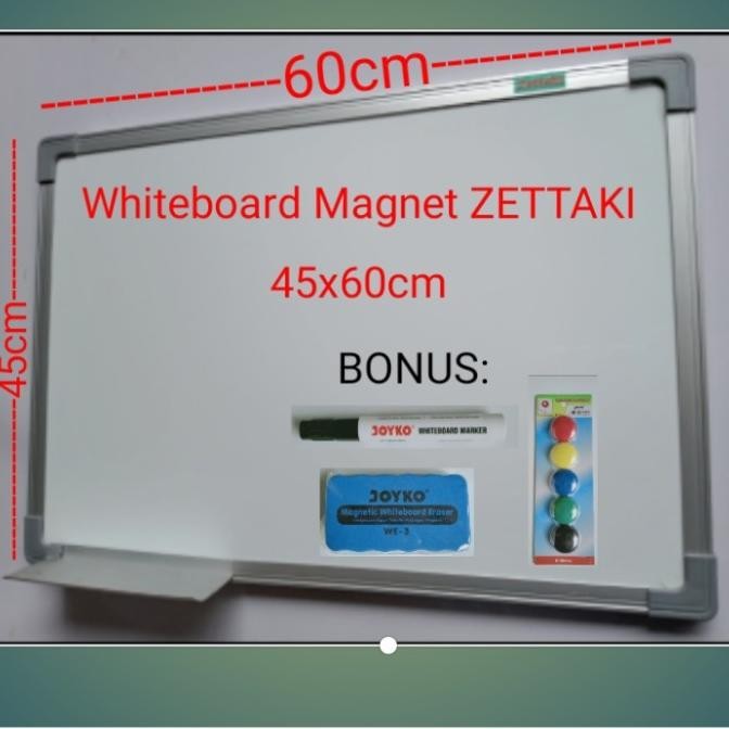 

Papan tulis magnet whiteboard gantung single face ZETTAKI 45x60cm TL