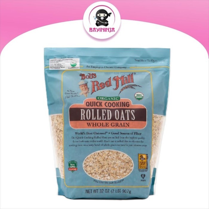 

Bobs Red Mill Organic Quick Cooking Rolled Oats Whole Grain 907 G