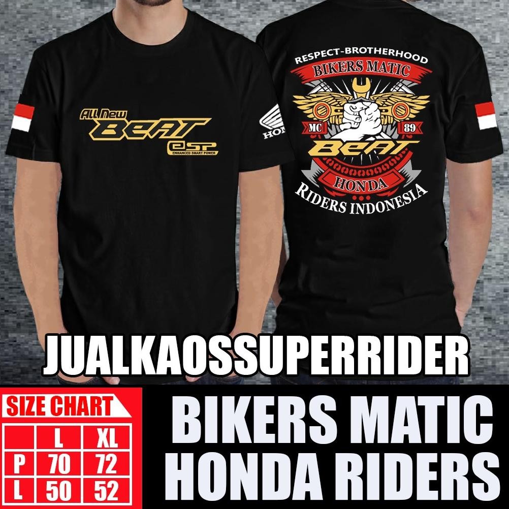 Promo Kaos Pria Gold All New Beat Bikers Matic Black O&J Style