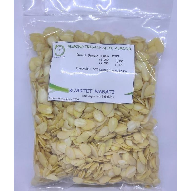 

1000gr Kuartet Nabati Almond Irisan Mentah / Raw SLice Almond Berkualitas