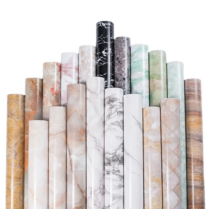 Sticker Wallpaper Lantai / Dinding /Keramik Motif Kayu / Marmer 1 Roll