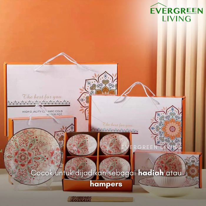 

EVERGREEN HAMPERS GIFT SET SOUVENIR MANGKUK PIRING KERAMIK PARSEL