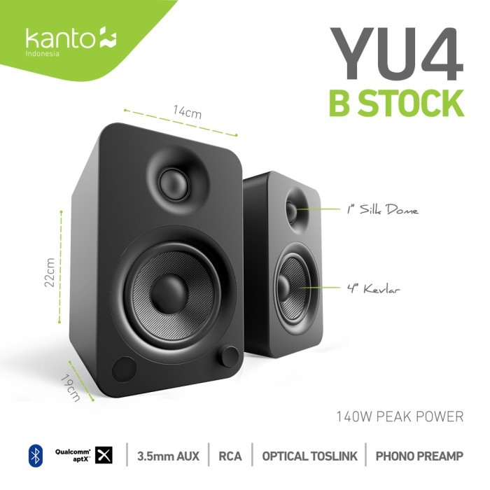 [B-Stock] Kanto YU4 YU 4 - Powered Bookshelf Speaker w/ Phono Pre-amp