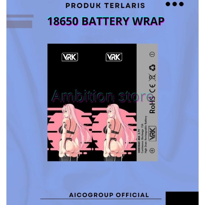 

Terlaris Ambitionstore Stiker Wrap Baterai 18650 Waifu V222 Series Pelindung Dan Penghias Untuk Segala Merek Garskin Custom Case Laminasi Tebal COD