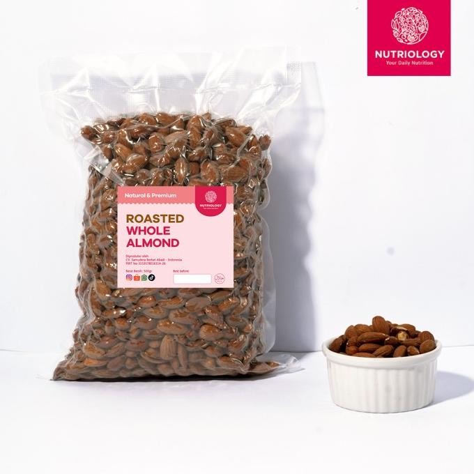 

Almond panggang Utuh 500 gr whole nuts roasted kacang Natural Premium Berkualitas