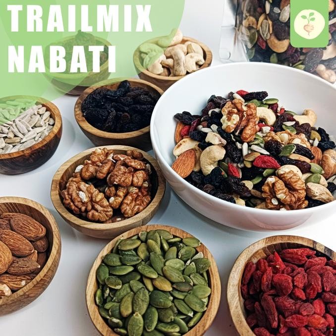 

TRAIL MIX NABATI 500gr - Almond, Gojiberry, Walnut, Cranberry, Pumpkin Seed, Raisin, Cashew, Sunflower Seed Berkualitas