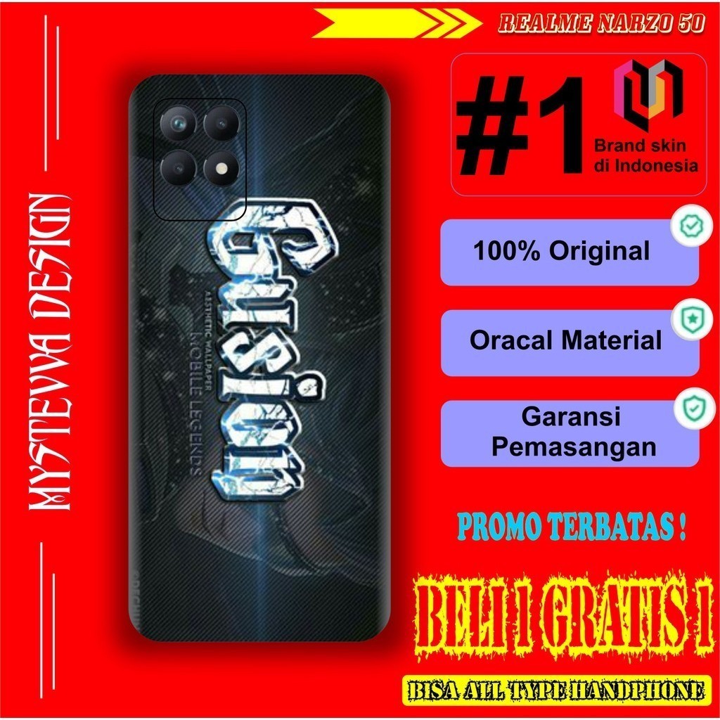 

Terlaris Realme Narzo 50 Garskin Stiker Custom Case Laminasi Tebal COD