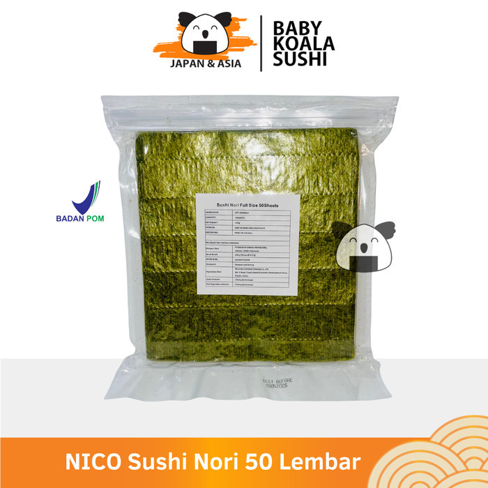 

NICO Sushi Nori Rumput Laut Full Size 50 S Nori Gimbab Import Lembar Rumput Laut..