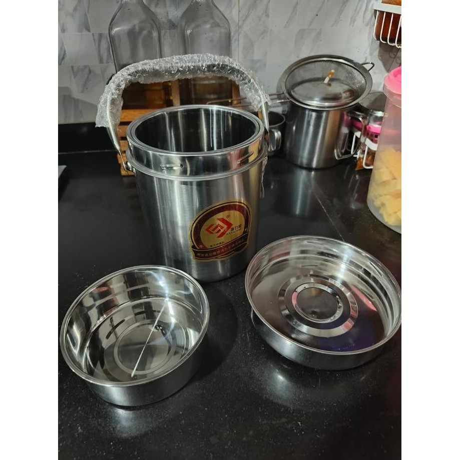 

New Rantang Stainless Stell / Handle Cooker Double Layer / Tempat Nasi Bekal Stainless Anti Tumpah 1,4 Liter 1.6 Liter / Rantang Bakso