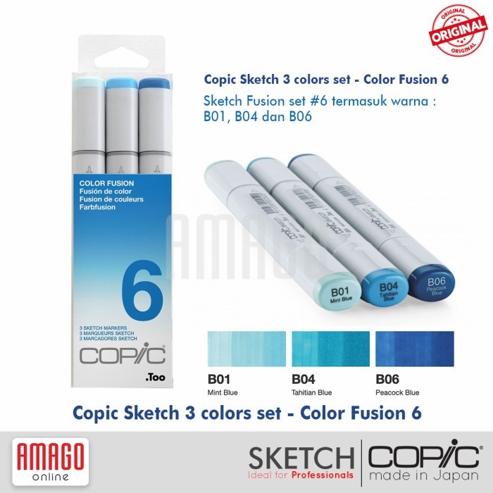 

COPIC SKETCH - ISI 3 WARNA - SET COLOR FUSION 6 - CSM/3CF6