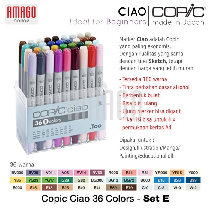 

COPIC CIAO - 36 COLOR SET E - CCM/36E