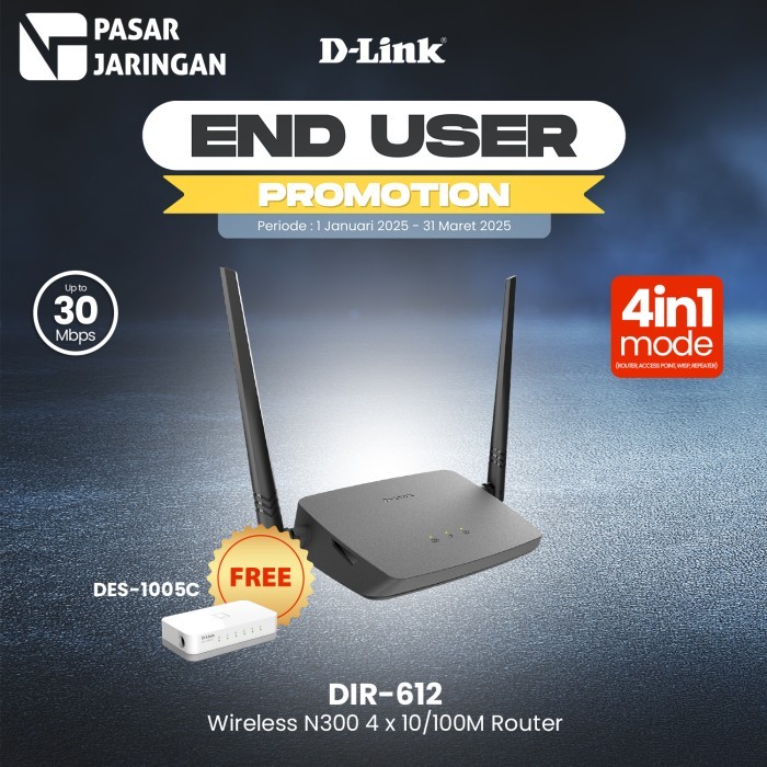 BEBAS ONGKIR - DLINK DIR-612 DIR612 Wireless N300 Router 300Mbps
