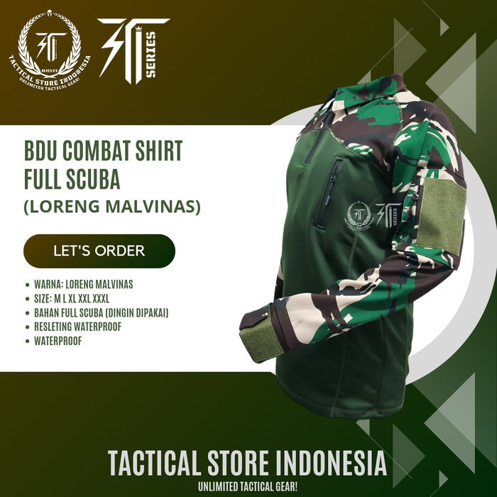 New.. Bdu Scuba - Bdu Combat Shirt Lengan Panjang - Hitam Loreng Malvinas