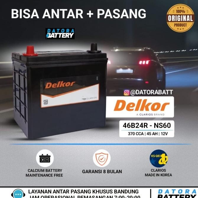 Aki Mobil Delkor MF 46B24R/NS60 45Ah Avanza Xenia Rush Terios Luxio
