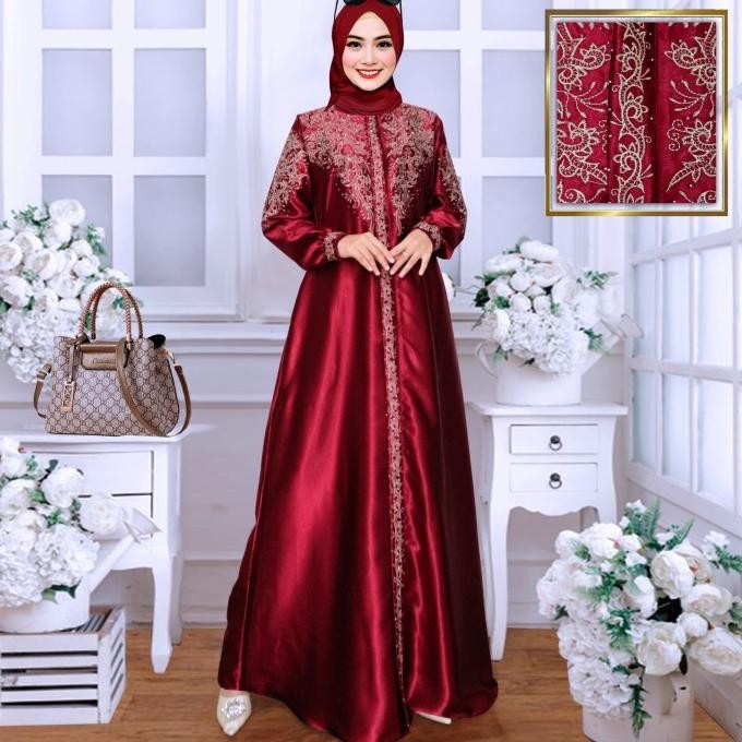Gamis Satin Cristal // Gamis Bordir Terbaru // Gamis Lebaran Mewah Terlaris