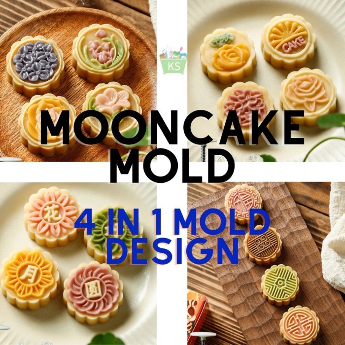 

TERLARIS CETAKAN MOONCAKE 4 DESIGN IN 1 - MOON CAKE MOLD SNOW SKIN MOULD