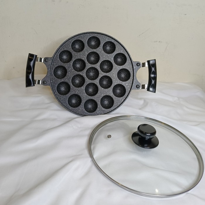 

READY STOCK TAKOYAKI 19LUBANG MARBLE (HANDLE+TUTUP KACA)