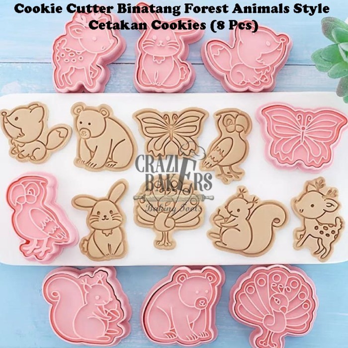 

READY STOCK COOKIE CUTTER BINATANG FOREST ANIMALS STYLE CETAKAN COOKIES (8 PCS)