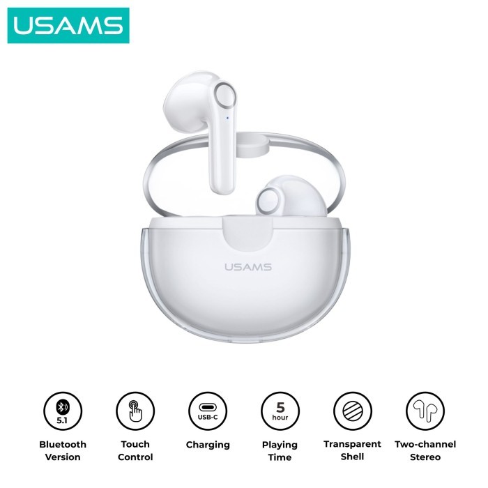 Usams Bu12 Tws Transparent Unique Macaron Earphone Bluetooth 5.1