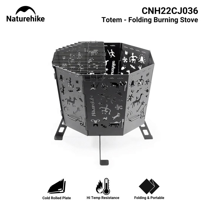 TUNGKU KAYU BAKAR API UNGGUN CAMPING NATUREHIKE CNH22CJ036 FOLDING PORTABLE BURNING STOVE TOTEM
