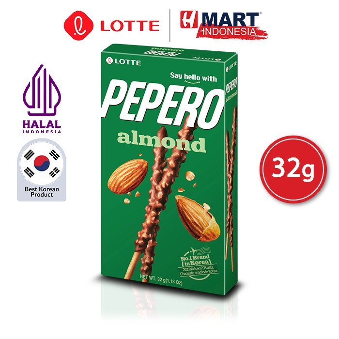 

Lotte Pepero Almond - Biskuit Stik Salut Cokelat Almond 32G