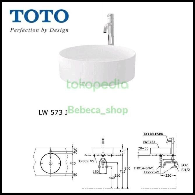 Wastafel Toto Lw 573 J W/F Putih ( Body Only Packing Kayu )