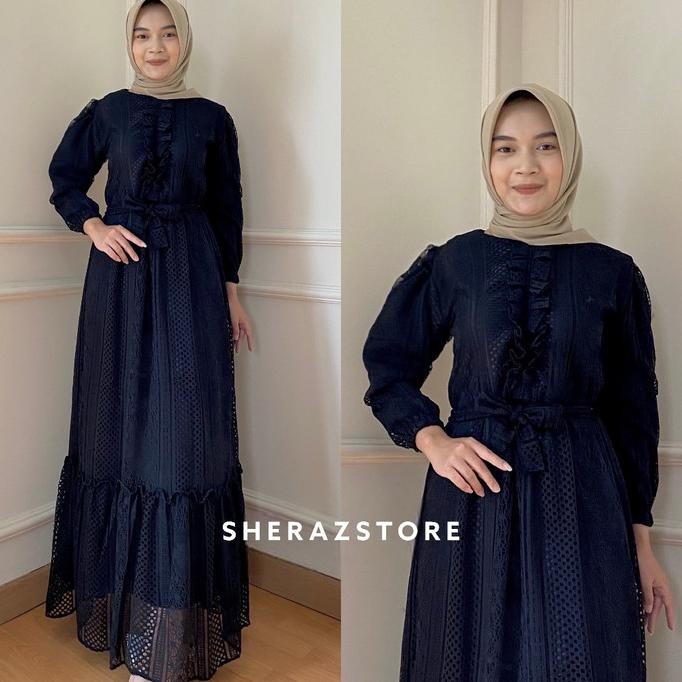 Zizara - Gamis Brukat Kondangan Wanita Jumbo LD 120 130 140 Terbaru Kualitas Terbaik