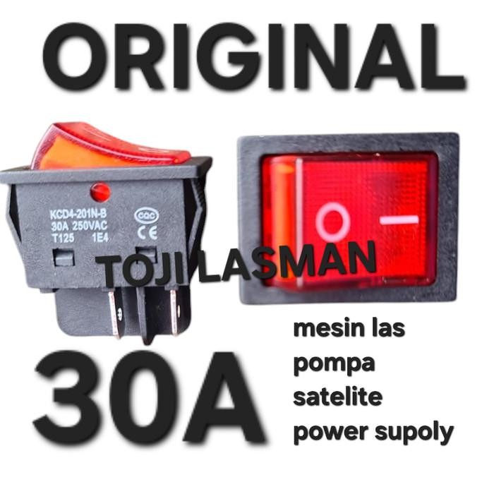 ( ORIGINAL SAKLAR JUMBO 30A )    ROCKER SWIT SWITCH ON OFF TOMBOL BESAR KOTAK SEGI 250V 4PIN KAKI 4 