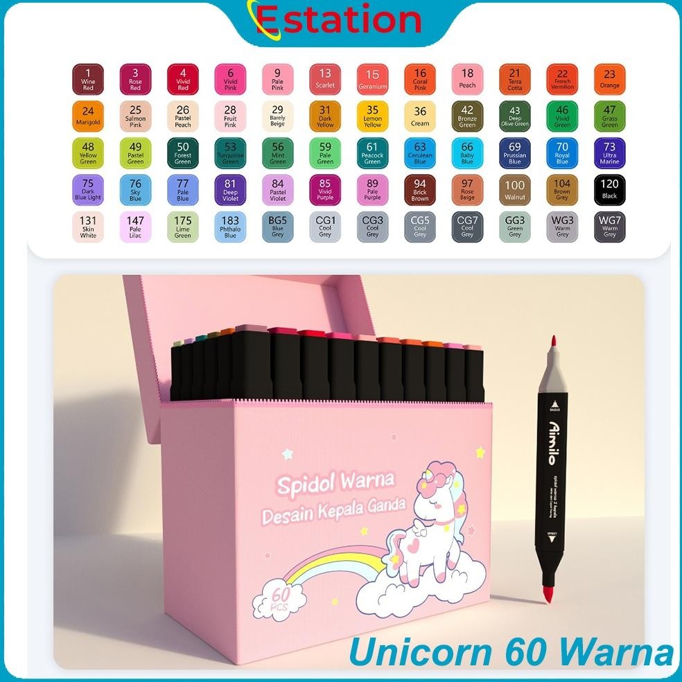 

Sale Estation - Spidol Warna Warni 1 Set Sketch Marker 2 Tip Touch Marker 48/60/80/120/168 Warna Diskon