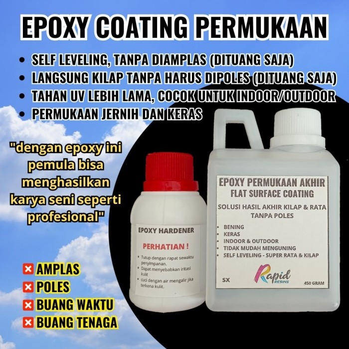 Resin Epoxy Bening Self Leveling Khusus Bidang Besar Meja Lantai