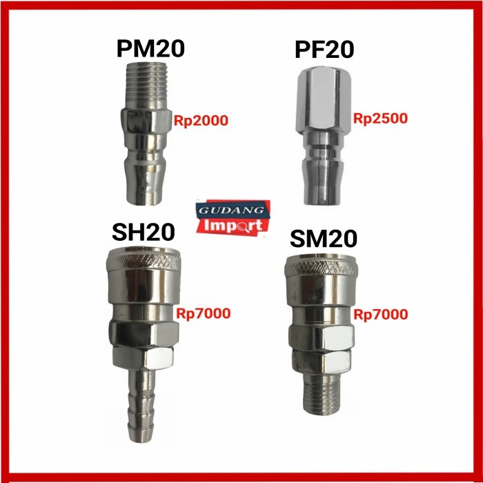 Coupler Sambungan Nepel Kompresor Spraygun Pm20 Pf20 Sh20 Sm20