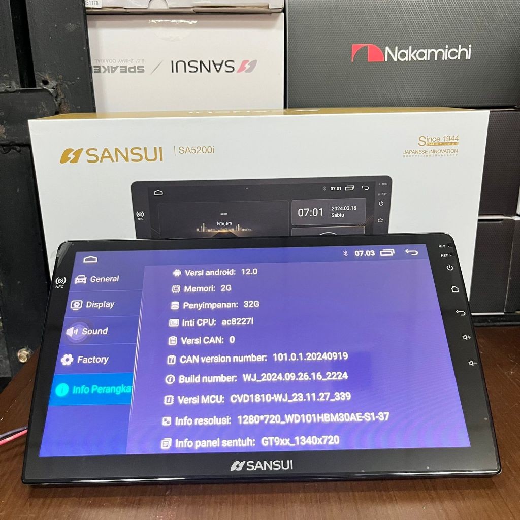 Head Unit Android Sansui Classic Gen 3 Ram 2/32GB NFC Series