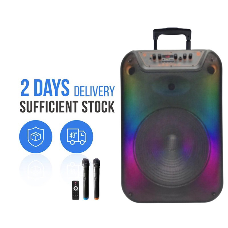 Speaker Bluetooth Karaoke Fleco F-8108 LED Gratis 2mic Wireless/Speaker Bluetooth Fleco Full Bass