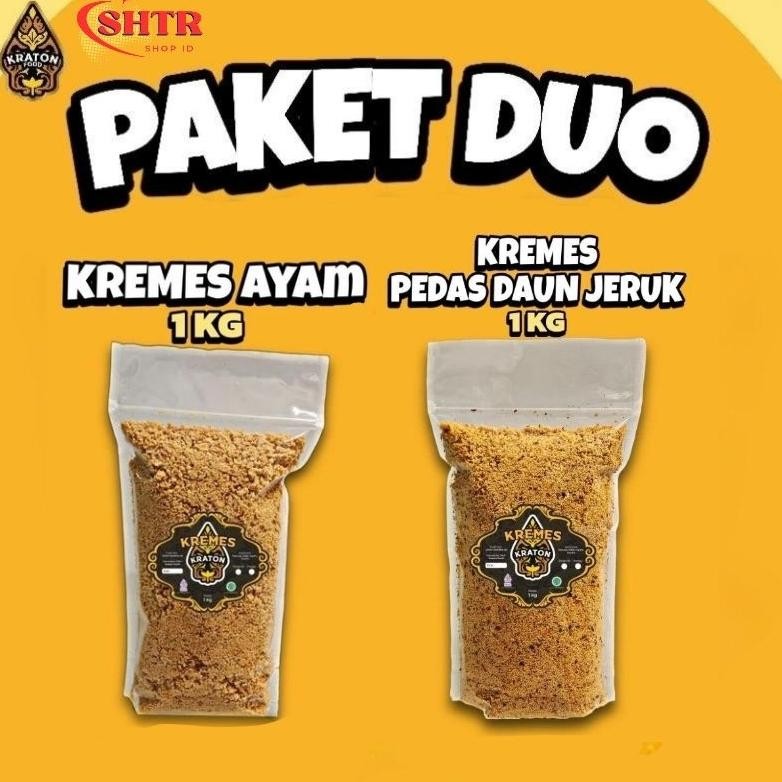 

Kremes Ayam Kraton - Paket 2 Pcs / Kremes Pedas Daun Jeruk + Kremes Original 1Kg